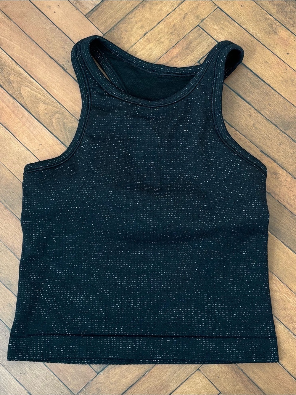 Lululemon Ebb To Street Cropped Racerback Tank Top *Sparkle In Black Size 4